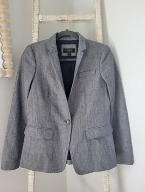 J Crew 100% Cotton Heather Blue Blazer Jacket EUC Sz 2